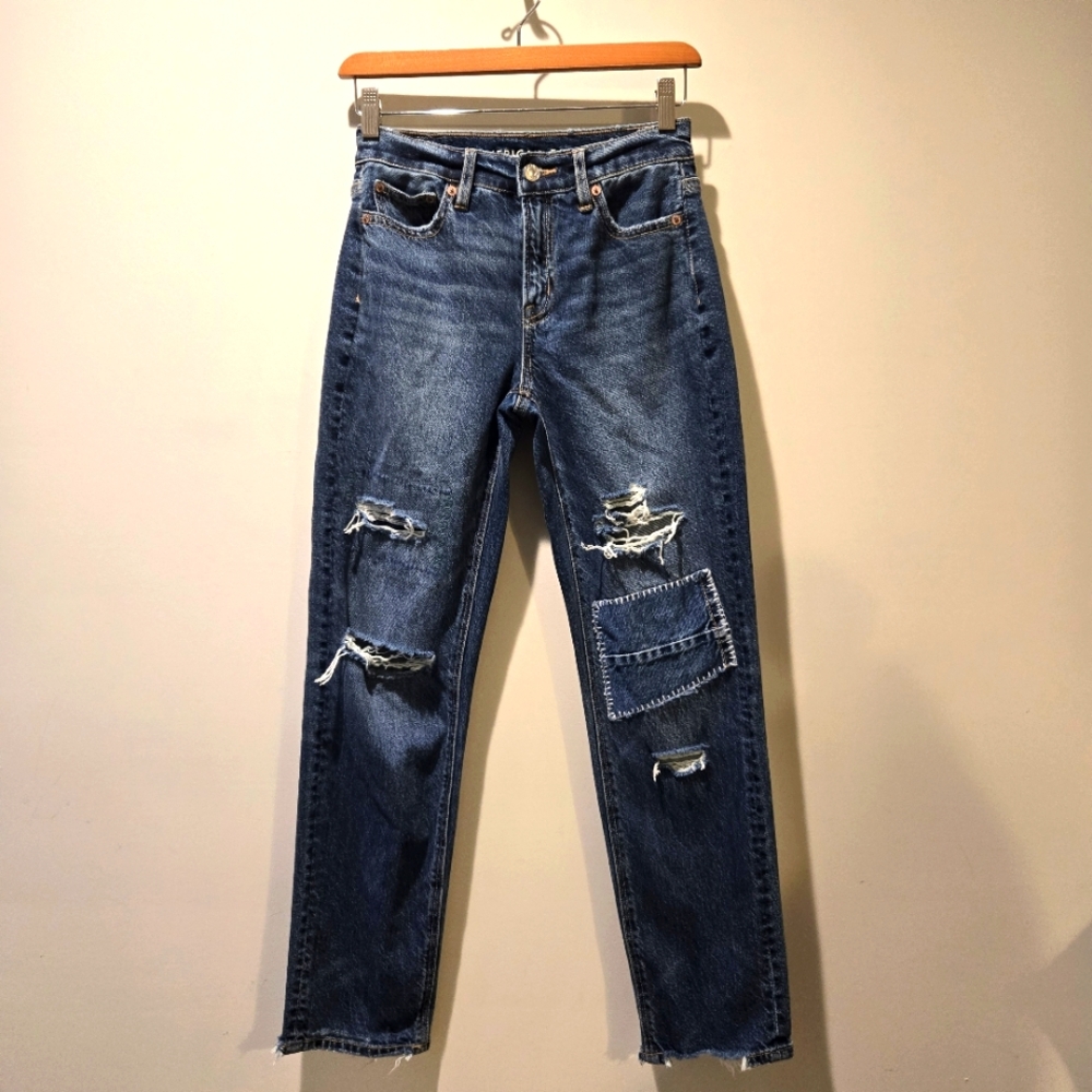 American Eagle Women's Super High Rise Ankle Straight Denim Jeans 00 Regular